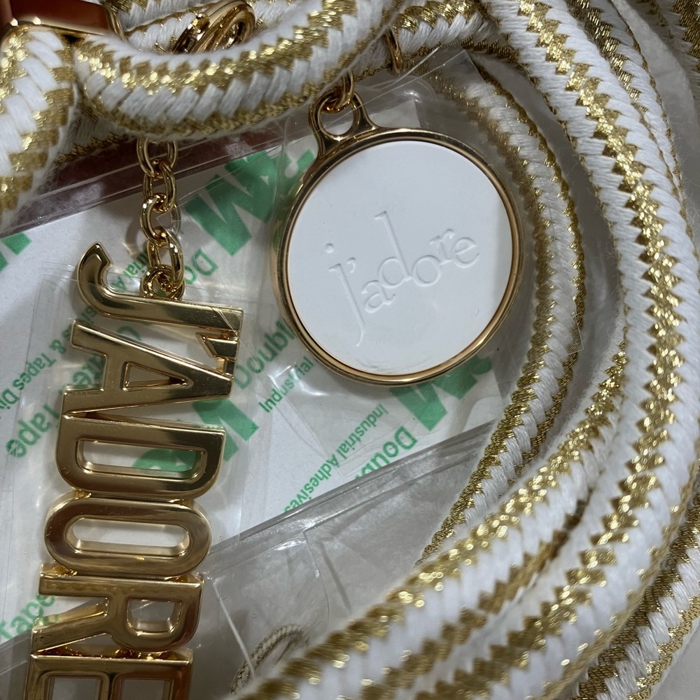 DIOR Phone Ring / Strap Gold & White Rope Lanyard with J'ADORE Charms